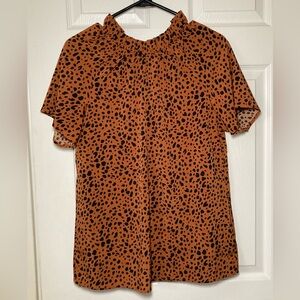 Orange/brown Animal Print Blouse Sz Small